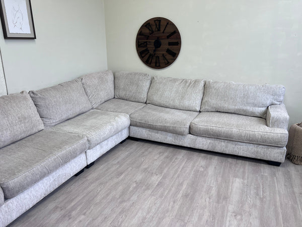 FREE DELIVERY! 🚚 - Ashley’s Furniture Eggshell Fuzzy Deep Cushion Rearrangeable Sectional Couch