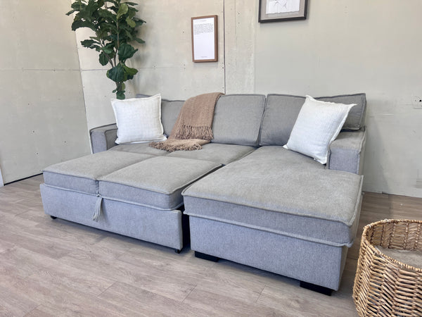 FREE DELIVERY! 🚚 - Bob’s Furniture “Playscape” Modern Light Gray Sleeper Sectional with Storage Chaise