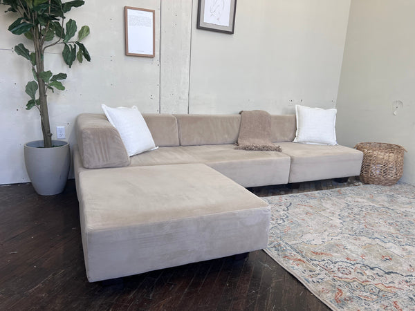 FREE DELIVERY! 🚚 - West Elm Beige Microfiber Rearrangeable Modular Modern Sectional Couch with Chaise