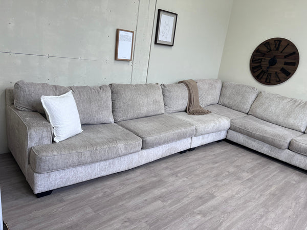 FREE DELIVERY! 🚚 - Ashley’s Furniture Eggshell Fuzzy Deep Cushion Rearrangeable Sectional Couch