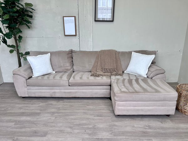 FREE DELIVERY! 🚚 - Beige Microfiber Modern Sectional Couch with Chaise