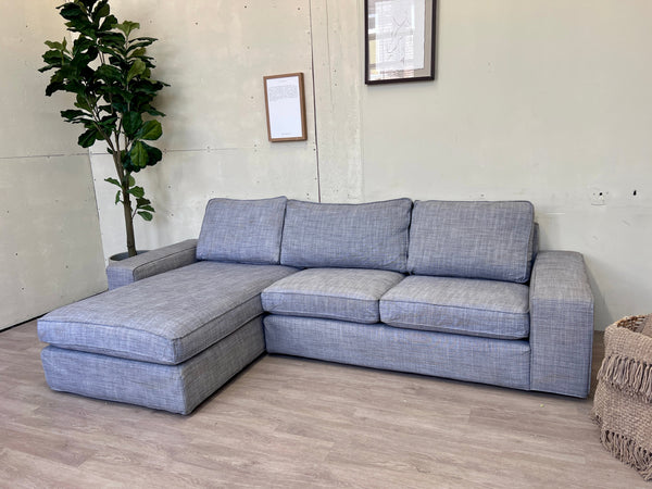 FREE DELIVERY! 🚚 - IKEA “Kivik” Light Gray Modern Sectional Couch with Chaise Cozy Couple