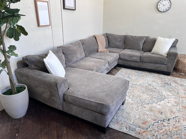 FREE DELIVERY! 🚚 - Gray Modern Microfiber U Sectional Couch with Chaise Cozy Couple