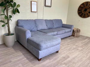FREE DELIVERY! 🚚 - Jordan’s Bauhuas Light Blue Microfiber Sectional Couch with Chaise Cozy Couple