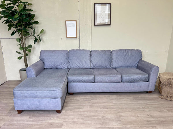 FREE DELIVERY! 🚚 - Jordan’s Bauhuas Light Blue Microfiber Sectional Couch with Chaise Cozy Couple