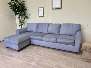 FREE DELIVERY! 🚚 - Jordan’s Bauhuas Light Blue Microfiber Sectional Couch with Chaise Cozy Couple