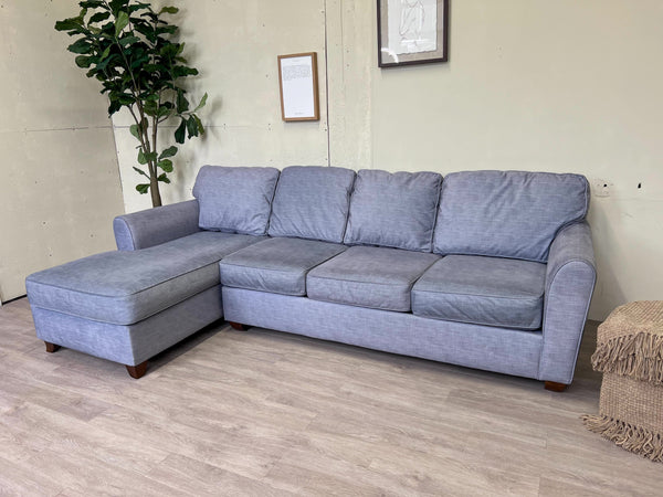 FREE DELIVERY! 🚚 - Jordan’s Bauhuas Light Blue Microfiber Sectional Couch with Chaise Cozy Couple