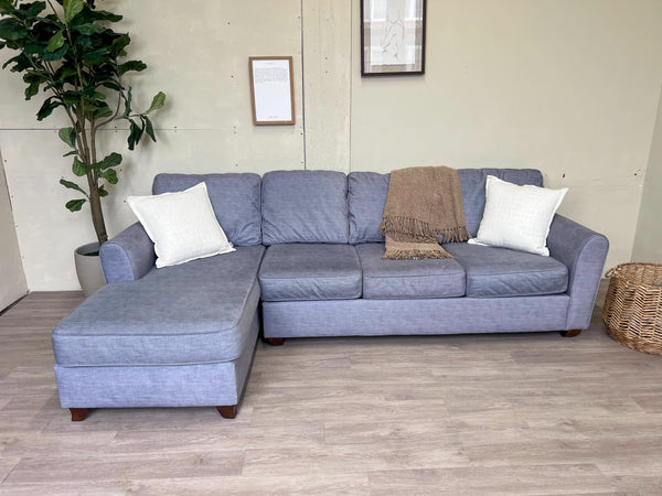 FREE DELIVERY! 🚚 - Jordan’s Bauhuas Light Blue Microfiber Sectional Couch with Chaise Cozy Couple