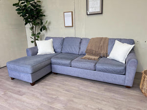 FREE DELIVERY! 🚚 - Jordan’s Bauhuas Light Blue Microfiber Sectional Couch with Chaise Cozy Couple