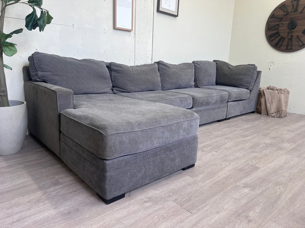 FREE DELIVERY! 🚚 - Gray Modern Microfiber Sectional Couch with Chaise