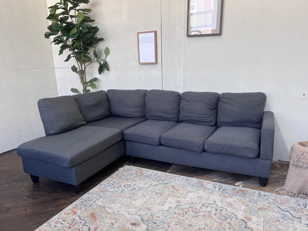 FREE DELIVERY! 🚚 - Dark Gray Modern Sectional Couch with Chaise Cozy Couple
