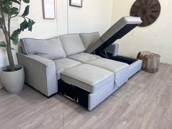 FREE DELIVERY! 🚚 - Bob’s Furniture “Playscape” Modern Light Gray Sleeper Sectional with Storage Chaise