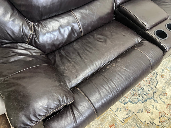 FREE DELIVERY! 🚚 - Jordan’s Furniture Dark Brown Genuine Leather Reclining Rearrangeable Sectional Couch Cozy Couple