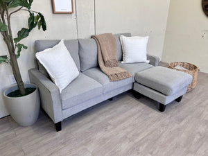 FREE DELIVERY! 🚚 - Light Gray Modern Sectional Couch with Reversible Chaise The Cozy Collection