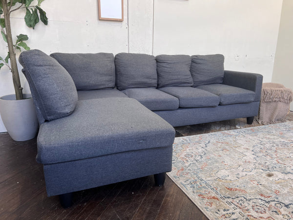 FREE DELIVERY! 🚚 - Dark Gray Modern Sectional Couch with Chaise Cozy Couple