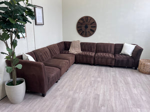 FREE DELIVERY! 🚚 - Brown Modular Suede Modern Sectional Couch Cozy Couple