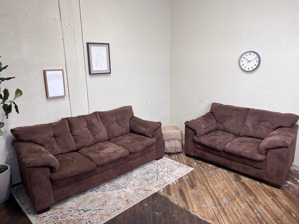 FREE DELIVERY! 🚚 - Chocolate Brown Microfiber 3 Seater Couch & Loveseat Set