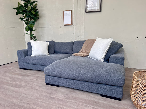 FREE DELIVERY! 🚚 - Bluish Gray Modern Deep-Seated Sectional Couch with Reversible Chaise