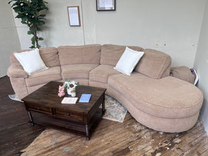 FREE DELIVERY! 🚚 - Bernie & Phyl’s Beige Boucle Sectional Couch with Rounded Chaise Cozy Couple