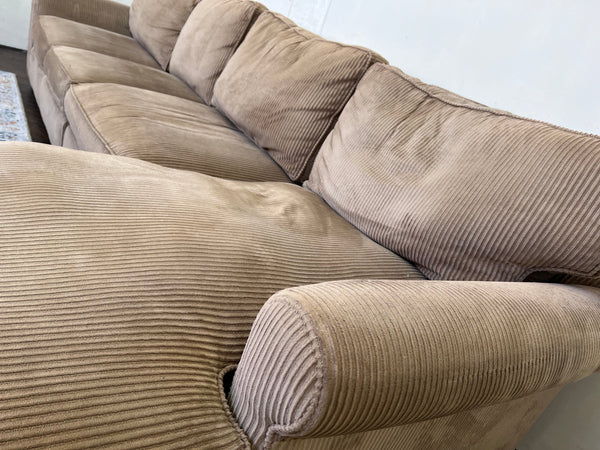 FREE DELIVERY! 🚚 - Light Brown Corduroy Sectional Couch with Chaise Cozy Couple