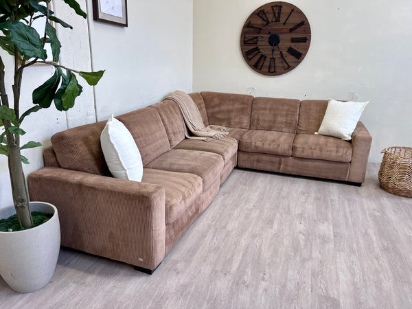 FREE DELIVERY! 🚚 - Italsofa Corduroy Light Brown Modern Rearrangeable Sectional Couch