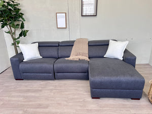 FREE DELIVERY! 🚚 - Modern Blueish Gray Tufted Tilted Headrests Sectional Couch with Chaise