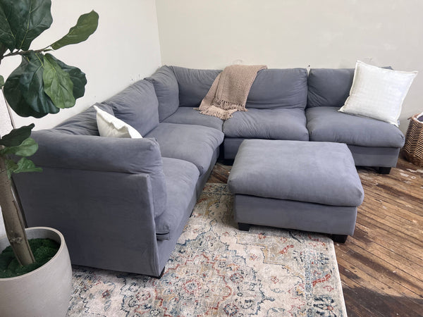 FREE DELIVERY! 🚚 - Cloud Dupe Blueish Gray Rearrangeable Sectional Couch with Ottoman Set