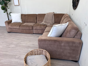 FREE DELIVERY! 🚚 - Italsofa Corduroy Light Brown Modern Rearrangeable Sectional Couch