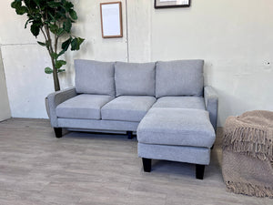 FREE DELIVERY! 🚚 - Light Gray Modern Sectional Couch with Reversible Chaise The Cozy Collection