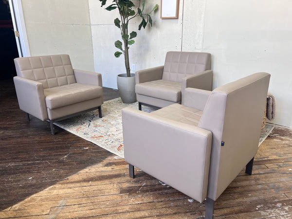 FREE DELIVERY! 🚚  - Tannish Gray Modular “Steelcase Coalesse COMFLA1” Genuine Leather Club Chairs