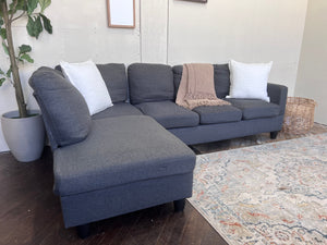 FREE DELIVERY! 🚚 - Dark Gray Modern Sectional Couch with Chaise Cozy Couple