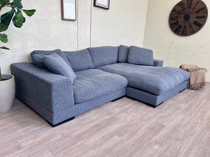 FREE DELIVERY! 🚚 - Bluish Gray Modern Deep-Seated Sectional Couch with Reversible Chaise