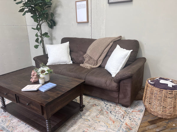 FREE DELIVERY! 🚚 - Brown Microfiber 3 Seater Couch Cozy Couple