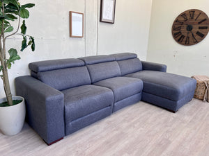 FREE DELIVERY! 🚚 - Modern Blueish Gray Tufted Tilted Headrests Sectional Couch with Chaise