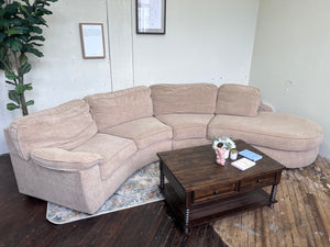 FREE DELIVERY! 🚚 - Bernie & Phyl’s Beige Boucle Sectional Couch with Rounded Chaise Cozy Couple