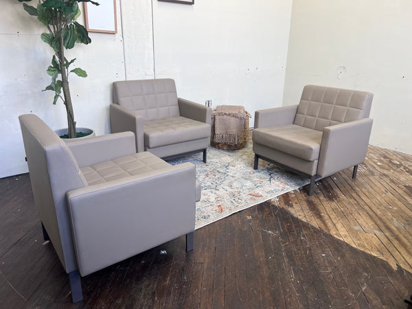FREE DELIVERY! 🚚  - Tannish Gray Modular “Steelcase Coalesse COMFLA1” Genuine Leather Club Chairs