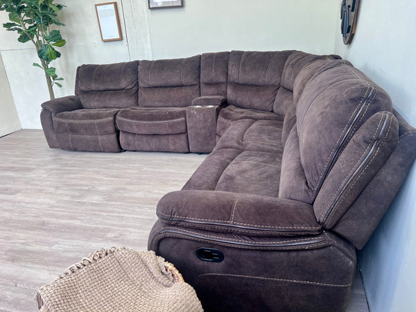 FREE DELIVERY! 🚚 - Dark Brown Rearrangeable Recliner Sectional Couch with Cupholders and Storage Cozy Couple