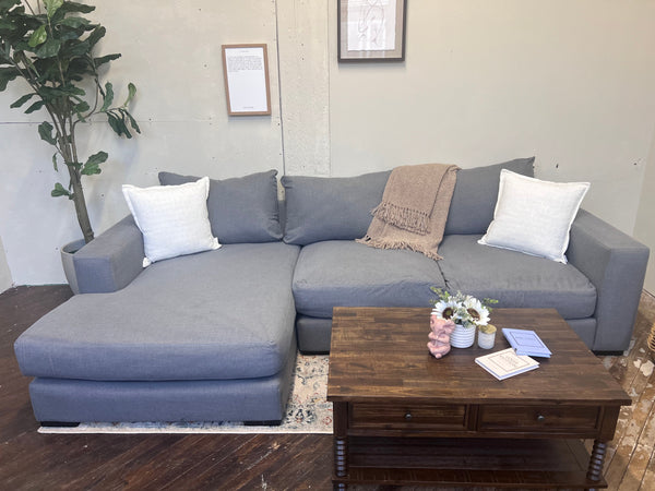 FREE DELIVERY! 🚚- Blueish Gray Modern Sectional Couch with Chaise Cozy Couple