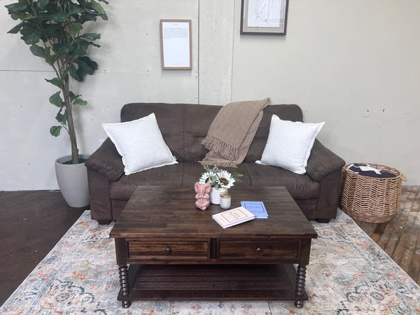 FREE DELIVERY! 🚚 - Brown Microfiber 3 Seater Couch Cozy Couple