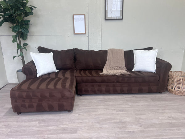 FREE DELIVERY! 🚚 - Brown Modern Microfiber Sectional Couch with Chaise