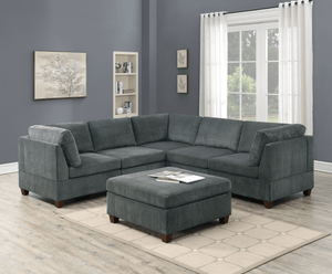 (Brand New) "Mara" 6-Piece Modular Microfiber L Sectional Couch & Ottoman Set