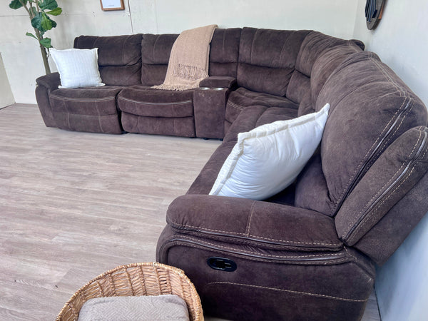 FREE DELIVERY! 🚚 - Dark Brown Rearrangeable Recliner Sectional Couch with Cupholders and Storage Cozy Couple