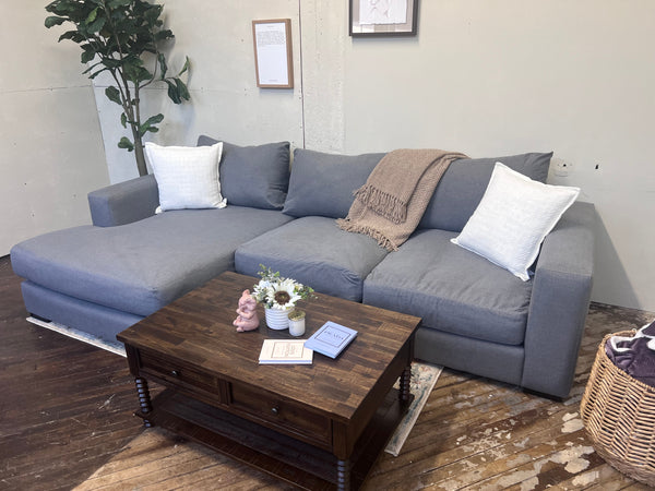 FREE DELIVERY! 🚚- Blueish Gray Modern Sectional Couch with Chaise Cozy Couple