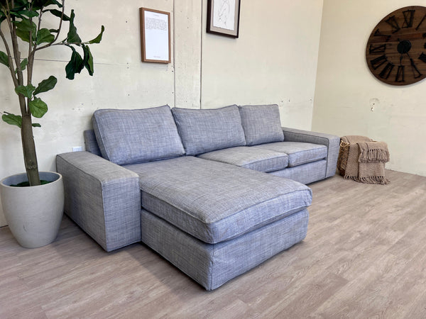 FREE DELIVERY! 🚚 - IKEA “Kivik” Light Gray Modern Sectional Couch with Chaise Cozy Couple