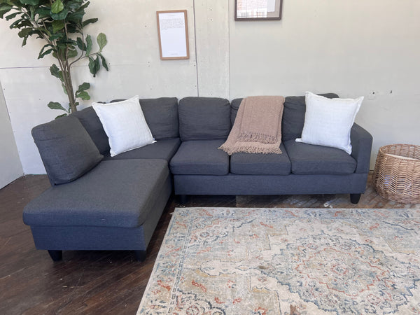 FREE DELIVERY! 🚚 - Dark Gray Modern Sectional Couch with Chaise Cozy Couple