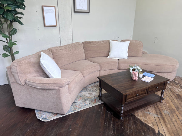 FREE DELIVERY! 🚚 - Bernie & Phyl’s Beige Boucle Sectional Couch with Rounded Chaise Cozy Couple