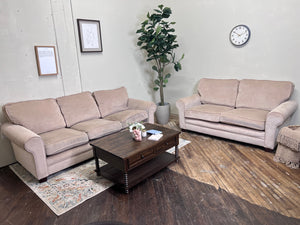 FREE DELIVERY! 🚚 - Bob’s Beige Microfiber 3 Seater Couch & Loveseat Set