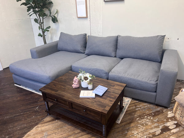 FREE DELIVERY! 🚚- Blueish Gray Modern Sectional Couch with Chaise Cozy Couple