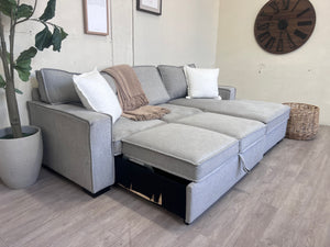 FREE DELIVERY! 🚚 - Bob’s Furniture “Playscape” Modern Light Gray Sleeper Sectional with Storage Chaise