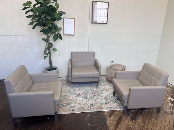 FREE DELIVERY! 🚚  - Tannish Gray Modular “Steelcase Coalesse COMFLA1” Genuine Leather Club Chairs